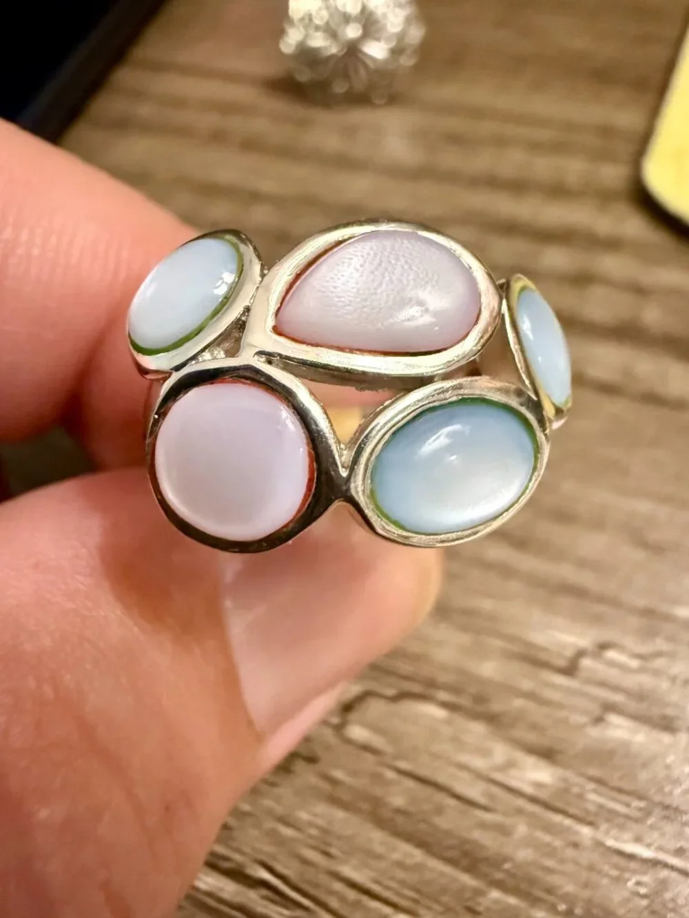 Sterling silver ring multi-stone cluster design